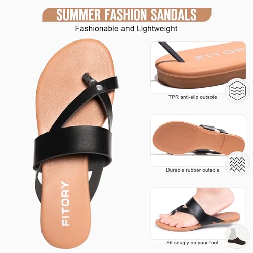 FITORY Womens Flat Round Sandals