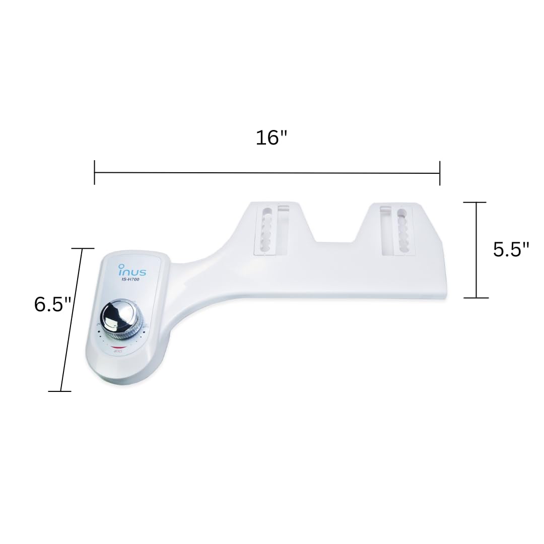 INUS Ultra-Slim Bidet Attachment, Adjustable Non-Electric Nozzle (Posterior/Feminine Wash) Fresh Cold Water Sprayer Bidets, Bidet Attachment for Toilet with Stainless Steel Inlet H700