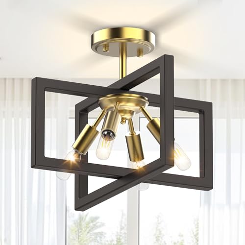 4-Light Farmhouse Semi Flush Mount Ceiling Chandelier