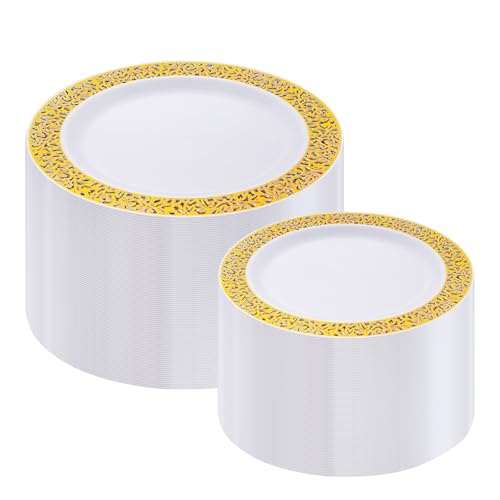 200 Count Plastic Dinner and Dessert Plates Set