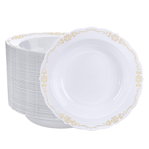 50 Pack Disposable 12oz Plastic Soup Bowls