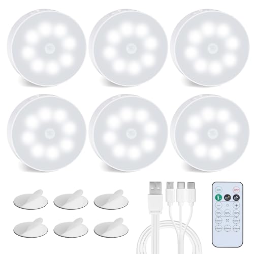 6 Pack Rechargeable Motion Sensor Puck Lights