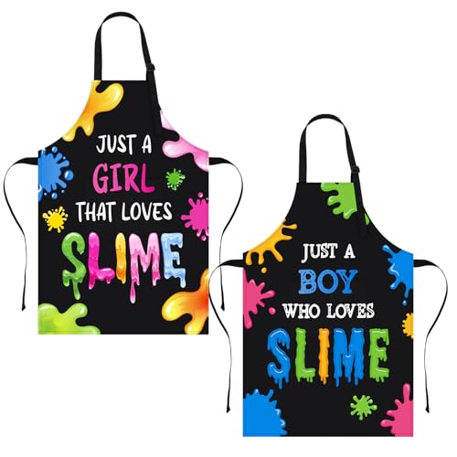 2 Pack Kids Waterproof Slime Aprons with Pockets