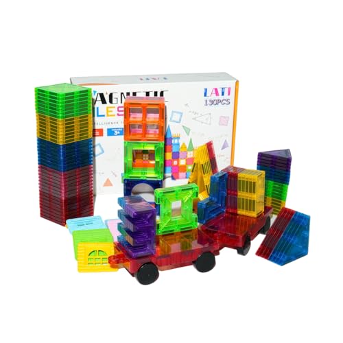 130 Piece Magnetic Building Tiles STEM Set