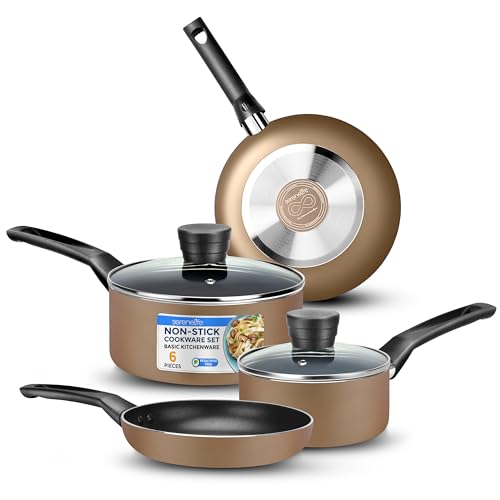 6-Piece Nonstick Dishwasher Safe Pots and Pans Set