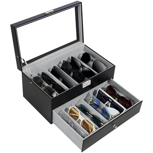 2-Layer 12 Slot Sunglasses Storage Organizer Box