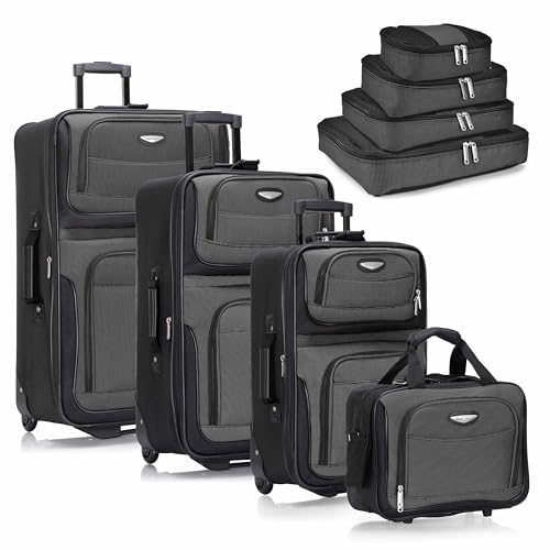 8 Piece Softside Expandable Luggage Set with Tote