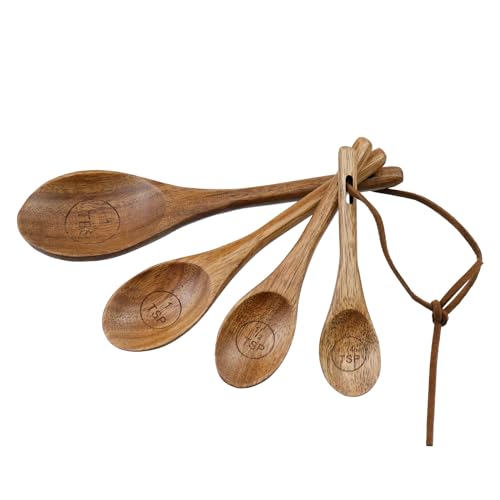 4 Piece Wooden Measuring Spoons and Scoops Set