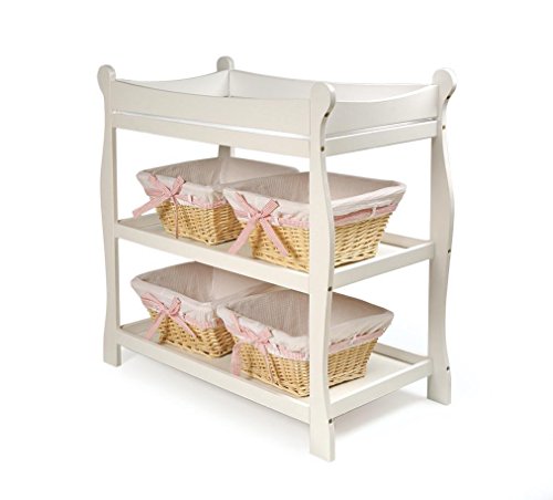 Badger Basket Sleigh Baby Changing Table with Pad