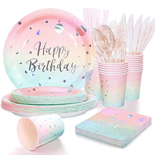 200 Piece Disposable Party Plates, Cups and Cutlery Set