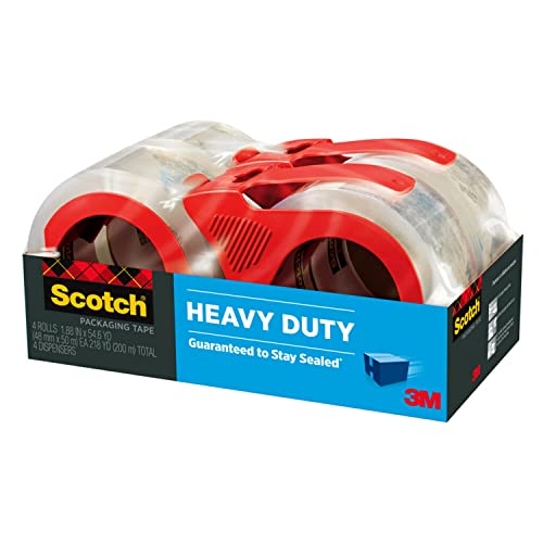 Scotch Heavy Duty Shipping Packing Tape, 4 Rolls