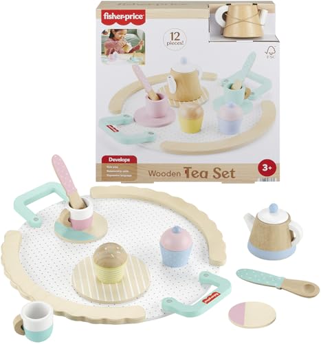 12-Piece Fisher-Price Wooden Pretend Play Tea Set