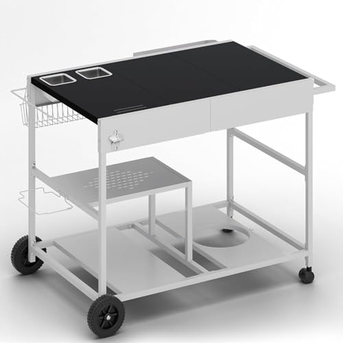 Outdoor Grill Table Cart with Topping Station