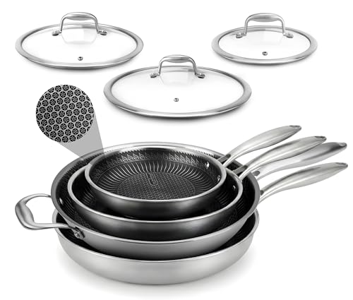 7-Piece Tri-Ply Stainless Steel Frying Pan and Wok Set