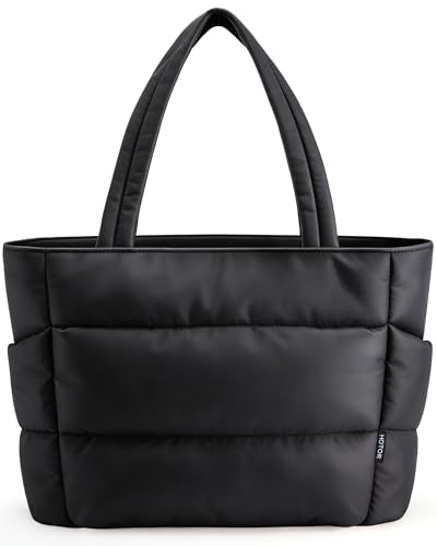 Quilted Multi-Pocket Puffer Tote Bag