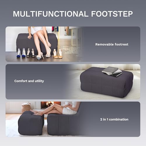 COLAMY Memory Foam Bean Bag Chair with Ottoman