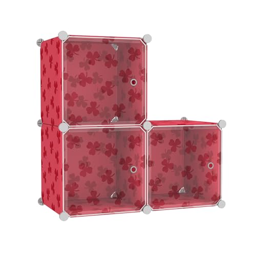 3 Cube Plastic Modular Storage Organizer with Doors