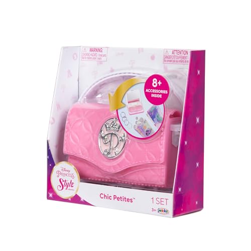 Disney Princess Style Collection Girls Purse Pretend Play Chic Petite Bag D - Mini Soft Vinyl handbag for Girls with 5+ Accessories for Girls Ages 3 and Up