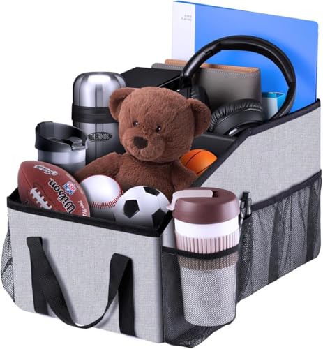 Multi-Pocket Collapsible Car Seat Organizer with Cup Holders