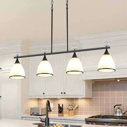 4-Light Modern Farmhouse Linear Kitchen Island Pendant