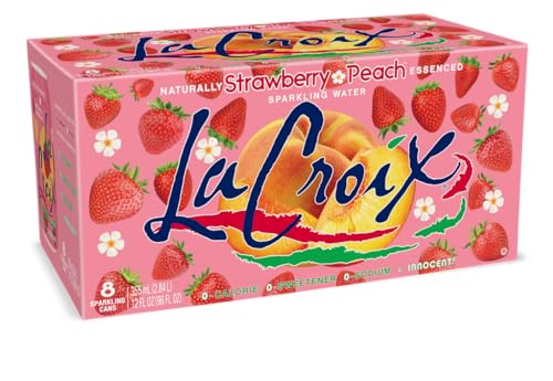 8 Pack LaCroix Strawberry Peach Sparkling Water 12oz