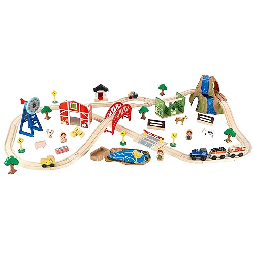 KidKraft 75 Piece Wooden Farm Train Set