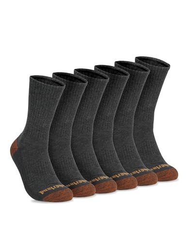 6 Pack Timberland Cushioned Moisture-Wicking Crew Socks
