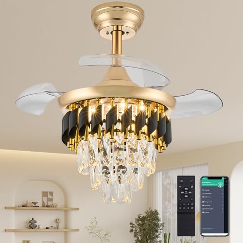 30-Inch Retractable Dimmable Ceiling Fan with Light