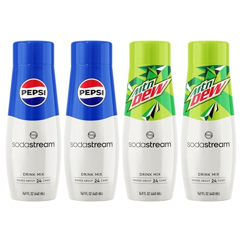 4 Pack SodaStream Pepsi & MTN Dew Syrup Bottles