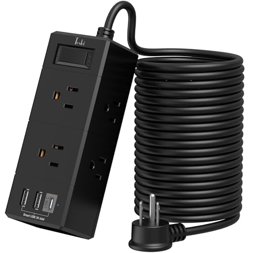 20Ft Flat Plug Power Strip with USB C