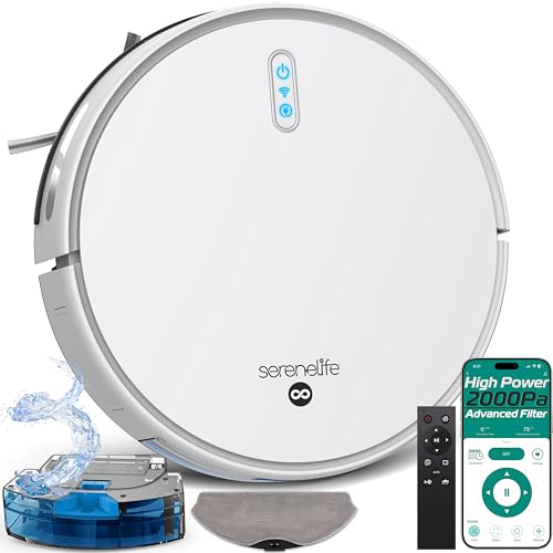 SereneLife Robot Vacuum and Mop Combo, 2000Pa, App Control