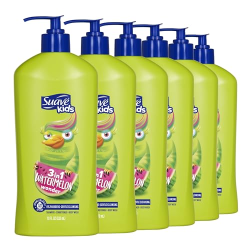 6 Pack Suave Kids 3-in-1 Shampoo Body Wash Conditioner