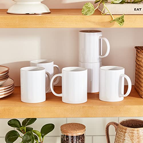 Cricut Beveled Blank Mug, Ceramic-Coated, Dishwasher & Microwave Safe to Decorate, Mug Press & Infusible Ink Compatible,15 Oz Sublimation Mug, Ideal for Crafts and Printing, 6 Count, White