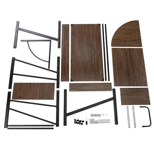 IULULU Computer Desk, Home Office Writing Table, Modern Simple Study Workstation, Stable Metal Frame, Easy Assembly, Brown