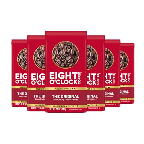 6 Pack Eight O'Clock Medium Roast Whole Bean Coffee