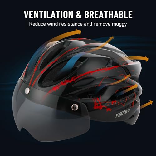 Favoto Lightweight Bike Helmet with LED Goggles