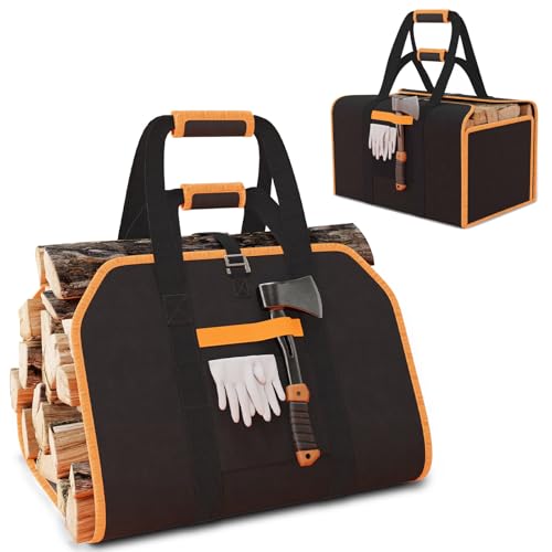 Firewood Carrier Waxed Canvas Log Tote Bag