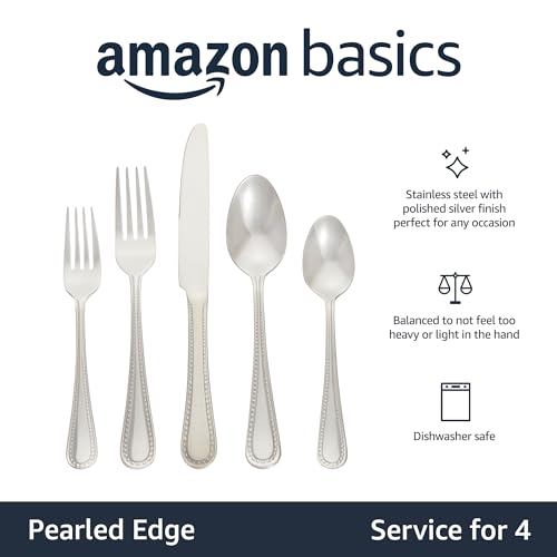 Amazon Basics 20-Piece Stainless Steel Flatware Set