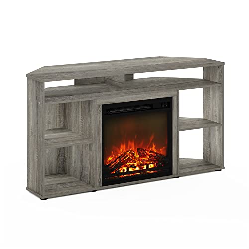 Corner TV Stand with Fireplace for 55 Inch TV