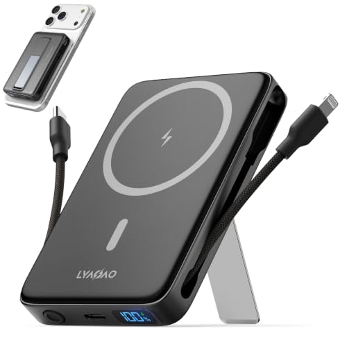 10000mAh Magnetic Power Bank with Built-In Cables