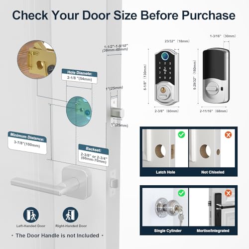 SMONET Smart Deadbolt Keyless Entry Fingerprint Lock