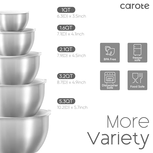 12-Piece CAROTE Mixing Bowls Set with Lids