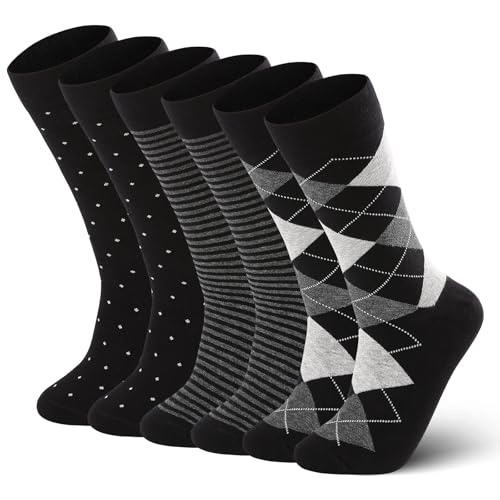 6 Pairs Cotton Blend Dress Crew Socks