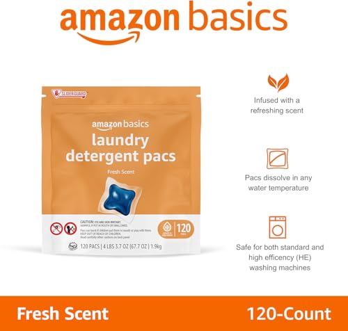 120 Pack Amazon Basics Laundry Detergent Pacs