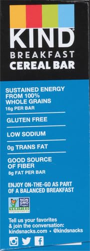 KIND Breakfast Cereal Bars, Gluten Free Snacks, Chocolate with Almonds, 9.3oz Box (6 Bars)