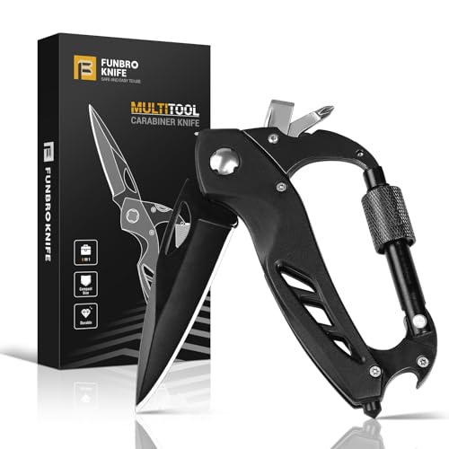 Multitool Carabiner with Knife, Opener, Survival Gear