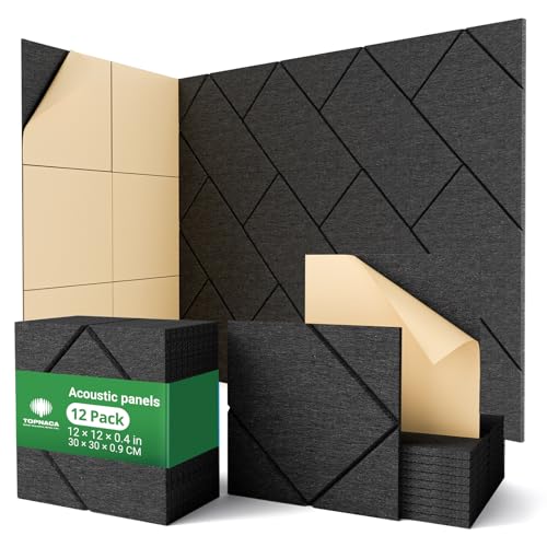 12 Pack Acoustic Panels Self-Adhesive Sound Absorbing Tiles