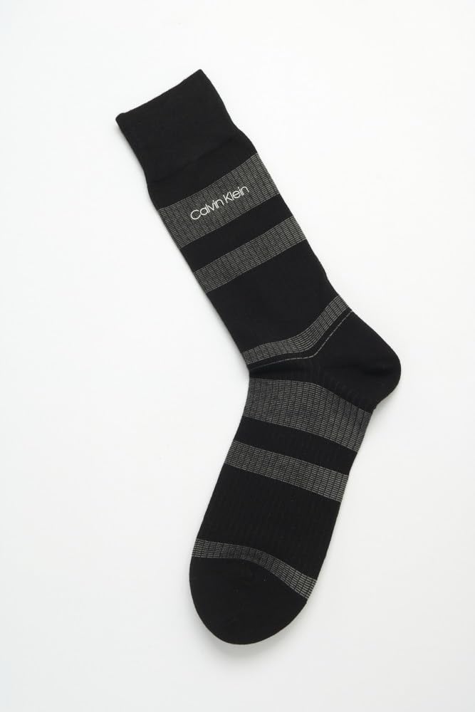 Calvin Klein Men's Dress Socks - Luxury and Egyptian Cotton Blend Dress Socks (2 Pair), Size 7-12, Black Stripe