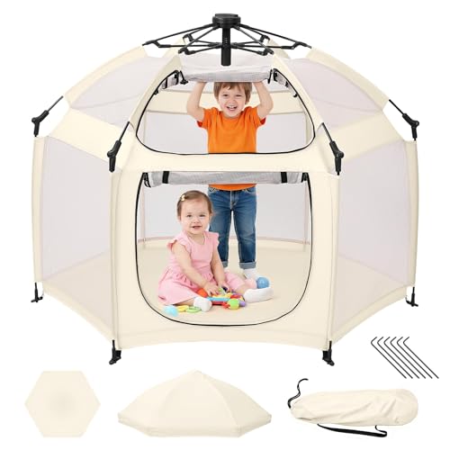 Dripex Portable Baby Playpen Pop Up Tent with Canopy
