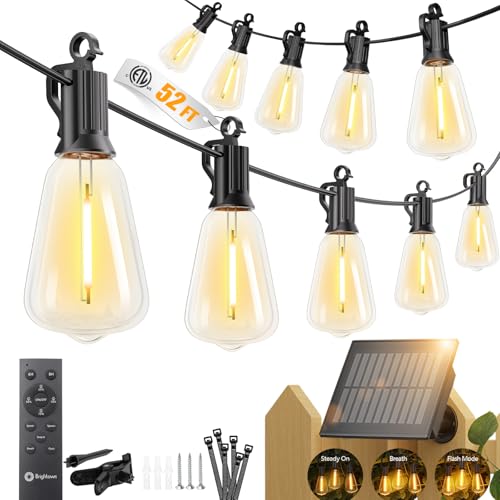 52FT Solar Dimmable Outdoor String Lights with Remote